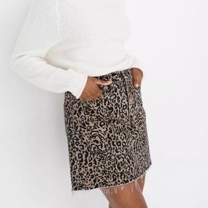 Madewell denim leopard print skirt